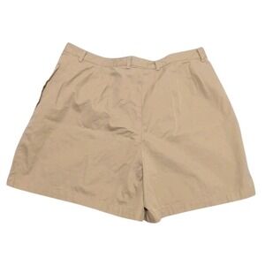 Eddie Bauer Women Beige Cotton Pleated Casual Shorts Size 16